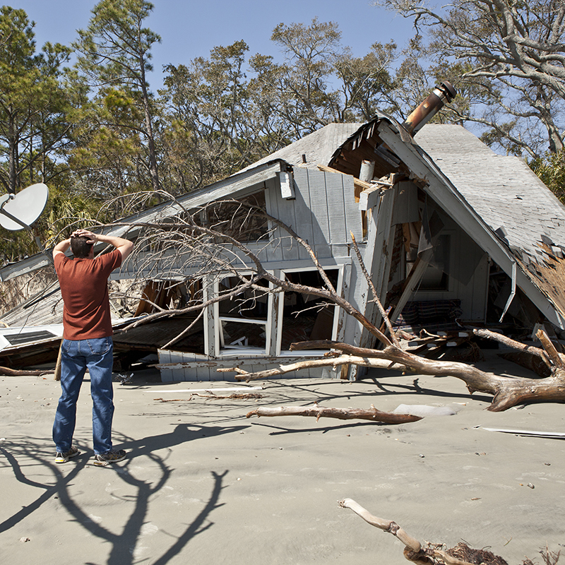 stock photo of a house after a natural disaster