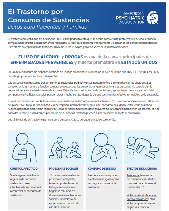 Cover of trastorno por consumo de sustancias folleto - full text on page below
